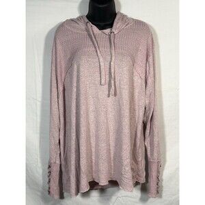 Inspired Hearts‎ Hoodie Sweatshirt Top Size 2XL PINK White Lightweight Raw Seams